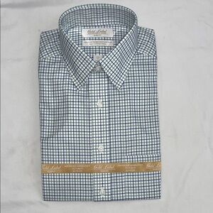 Roundtree & Yorke Blue Dress Shirt Classic Checkered Design